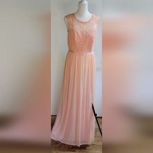Davids Bridal Peach Maxi Bridesmaid Dresd